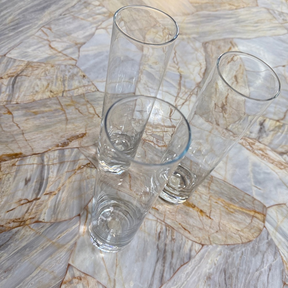 HD56 Clear Glass Cylinder Bud Vases Set of 3 Tall Narrow Modern Home Decor
